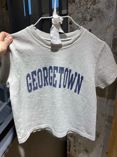 Brandy Girl新款纯棉乔治城字母印花短袖上衣bm宽松T恤衫打底