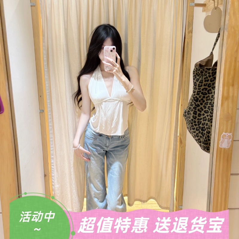 显瘦纯欲百搭辣妹挂脖吊带背心