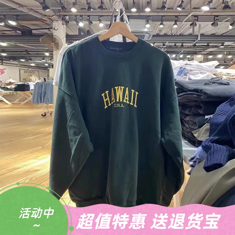 美式复古字母刺绣宽松套头卫衣