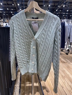 单排扣开衫 复古V领麻花针织外套女bm新款 上衣 Girl美式 Brandy