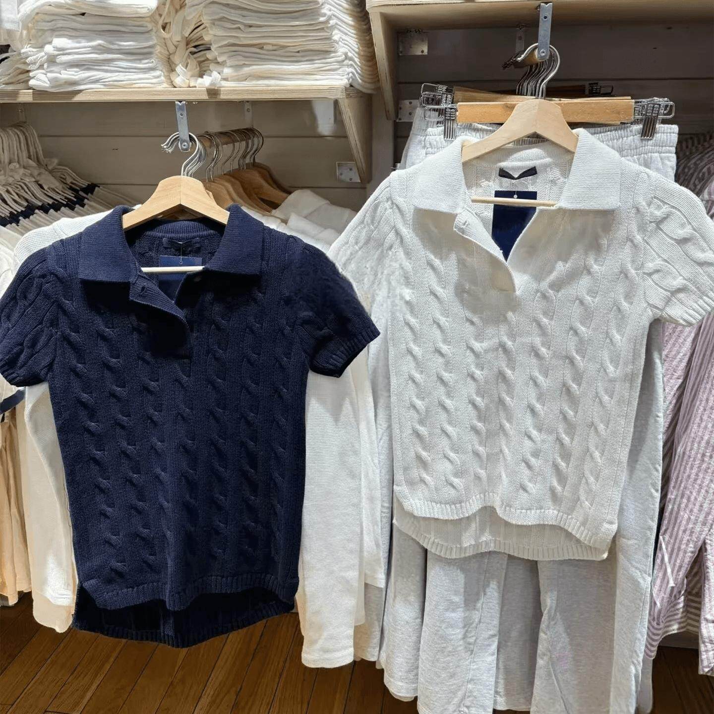 Brandy Girl美式复古POLO领麻花短袖毛衣bm风百搭修身针织衫上衣