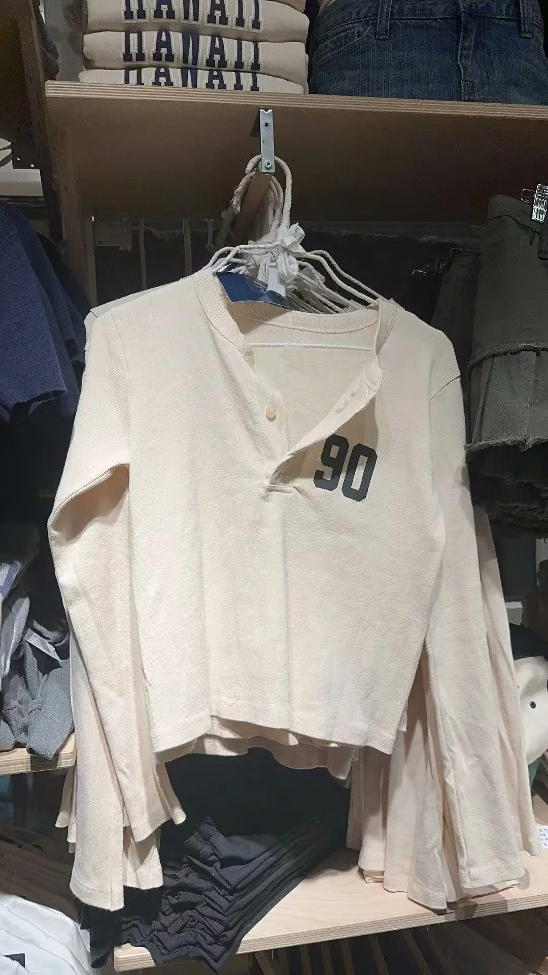 美式复古数字印花长袖T恤