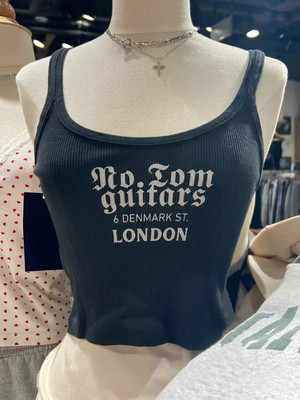 美式复古字母印花吊带背心