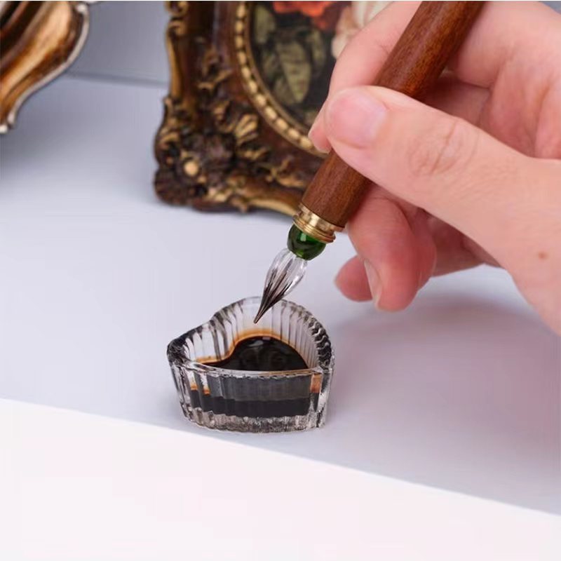 木杆玻璃笔蘸水笔钢笔勾线笔沾水笔古风金粉墨水彩墨试色礼盒装