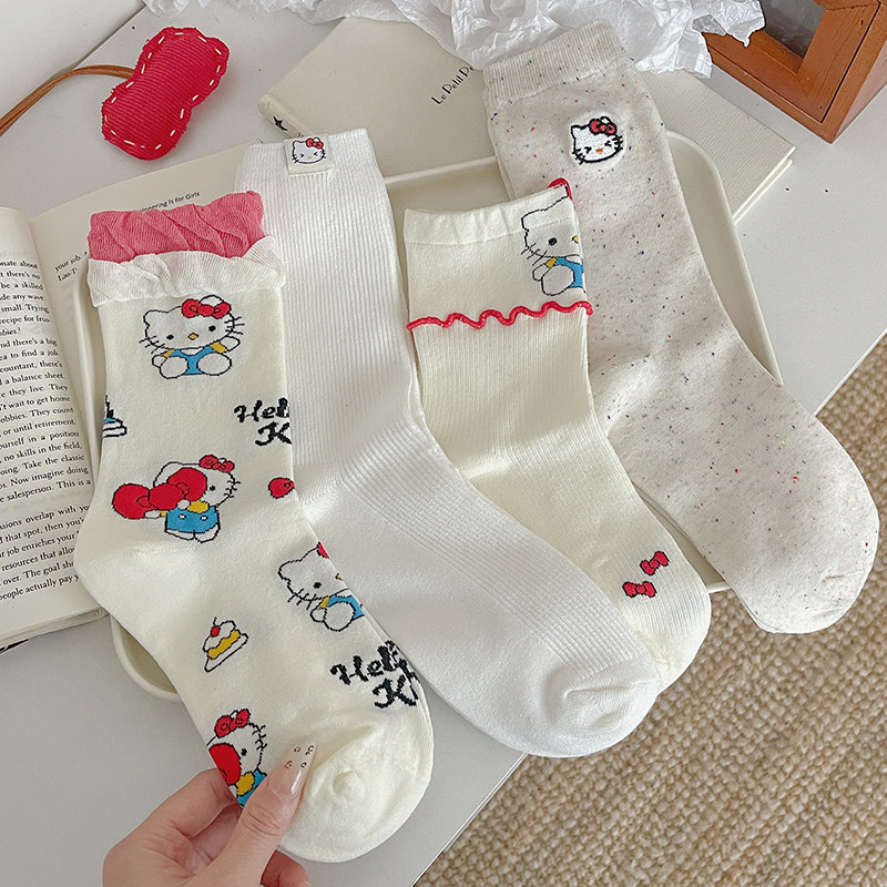 hellokitty猫可爱日系中筒棉袜