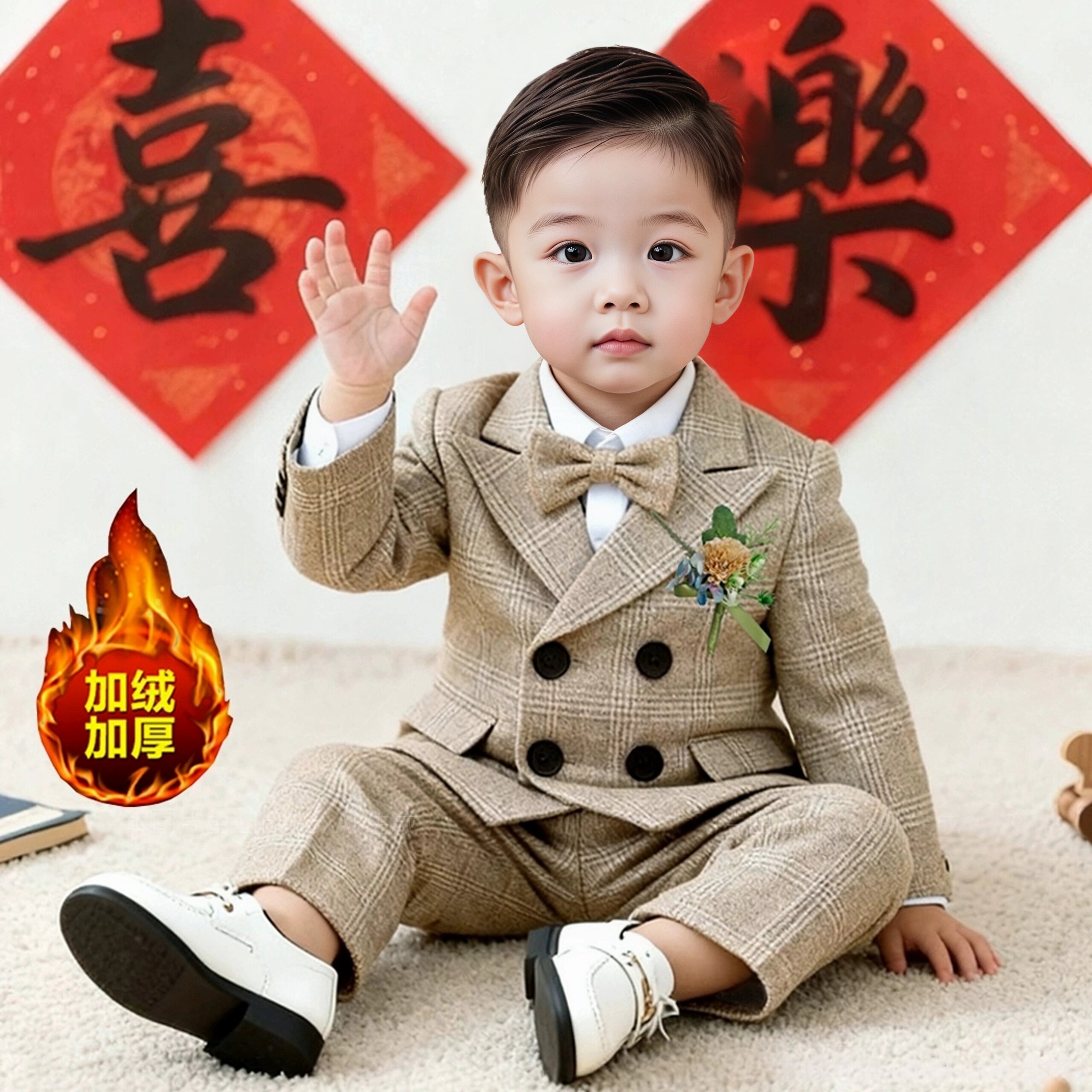 男童西装套装冬季生日主持人礼服