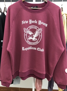 ERD忧郁的富二代25ss共和老鹰破坏补丁插肩袖圆领卫衣男女潮