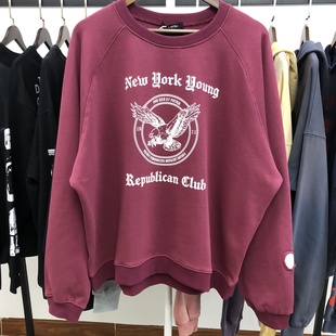 ERD忧郁的富二代25ss共和老鹰破坏补丁插肩袖圆领卫衣男女潮