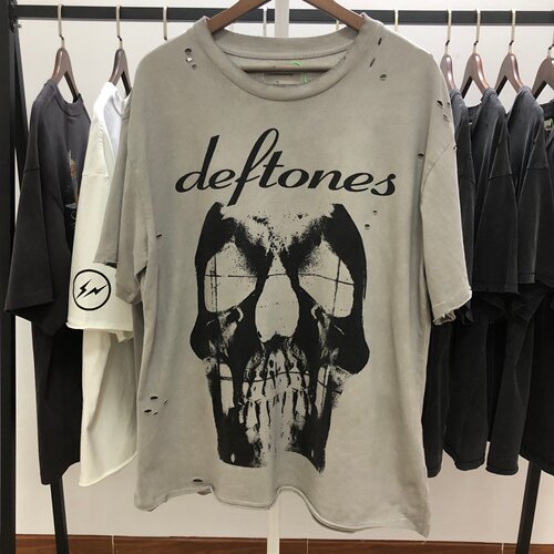 Rose Skull 限定致敬Deftones亚声调乐队洗水做旧破坏短袖T恤潮