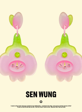 SEN WUNG【花丛竹影】新中式牵牛花耳环浅粉气质亚克力耳钉