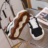 老爹鞋 春秋防滑鞋 韩版 2023新款 厚底大头鞋 帆布波浪底面包鞋 休闲鞋