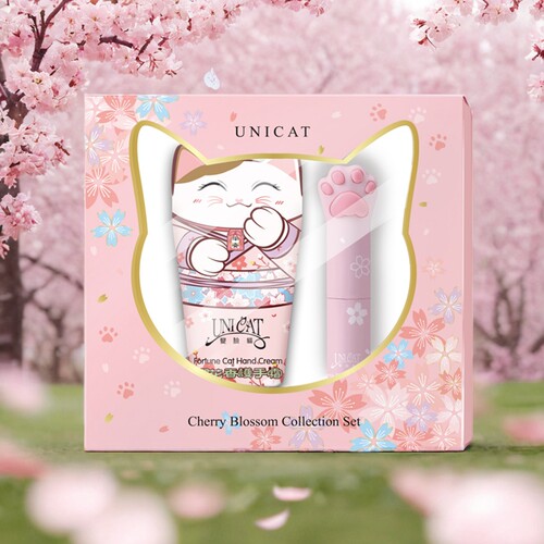 台湾UNICAT变脸猫樱花唇膏套盒 (护手霜40ML+魅惑润唇膏2.8G)