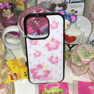 韩系ins温柔气质高级女粉色扶桑花黑边壳适用iphone17/16promax/15pro/14/13苹果手机保护套防摔四叶草