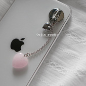 韩系ins风小众设计可爱少女心粉色天然石头爱心手机链挂件配饰