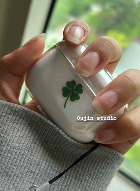 韩系ins风春夏简约清新幸运草四叶草透明适用无线蓝牙耳机保护套airpods4/3/2/1软壳防摔透气