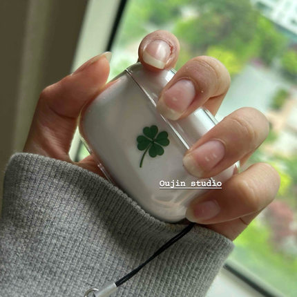 韩系ins风春夏简约清新幸运草四叶草透明适用无线蓝牙耳机保护套airpods4/3/2/1软壳防摔透气