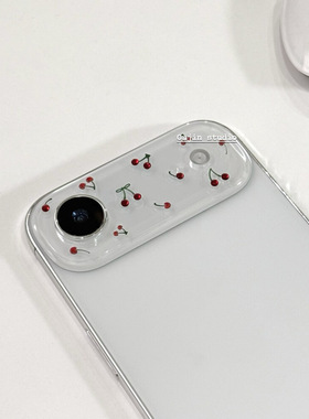 韩国ins小众设计透明镜头膜diy甜美少女樱桃贴画贴纸适用iphone17/16promax/15/14pro苹果手机壳