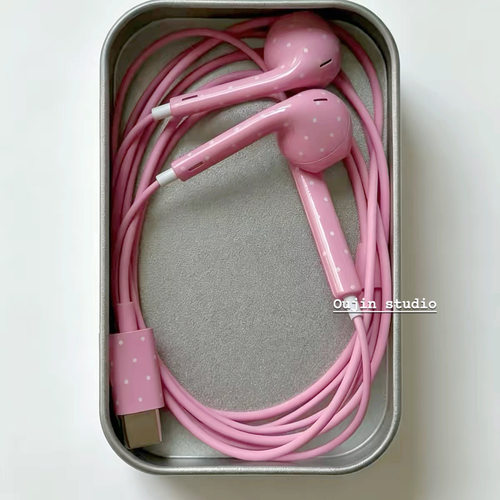 韩系ins波点入耳降噪有线耳机