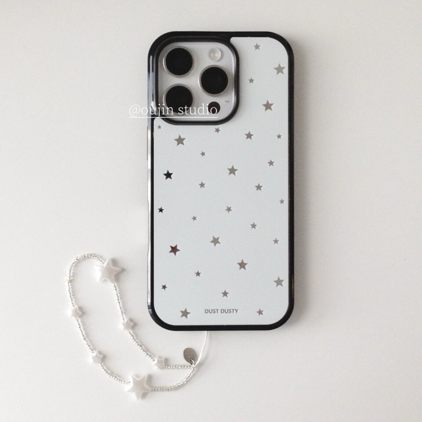 镜面星星黑边壳星星珍珠链条挂绳