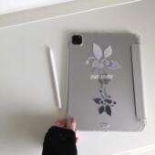 韩国ins小众高级感冷淡风渐变花朵适用2025iPad保护壳2022mini7保护套air5 11英寸平板套防摔软壳带笔槽新款