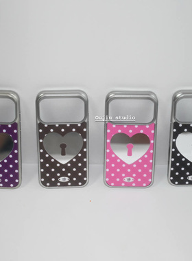 韩国ins风个性波点镜面爱心苹果17/16promax适用iPhone15/14pro手机壳爱心情侣金属边框保护套多色男女通用