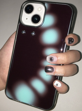 ins风韩系设计简约高级感斑驳光影甜酷女孩手机壳iphone17/16promax/15pro/14/13情侣滴胶黑边苹果保护套防摔