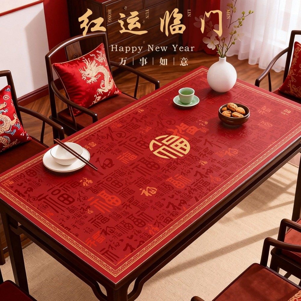 新年餐桌垫防油防水轻奢高级红色桌布茶几桌面保护垫过年喜庆氛围,居家布艺,桌布,淘宝优惠券,粉丝福利购,淘宝优惠卷