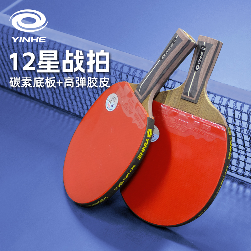 银河乒乓球拍专业碳素型球拍12星