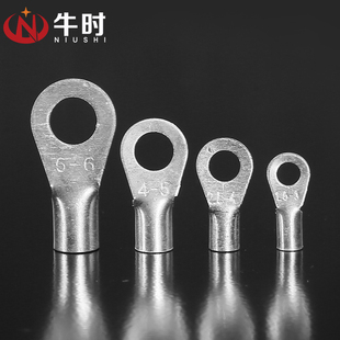 OT冷压接线端子铜线耳裸端子O型圆形铜鼻子连接器接线端子 100只