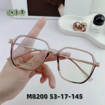 纯钛安热超轻沙眼镜架近视女大圆脸方框多边形透明一体式鼻托韩版