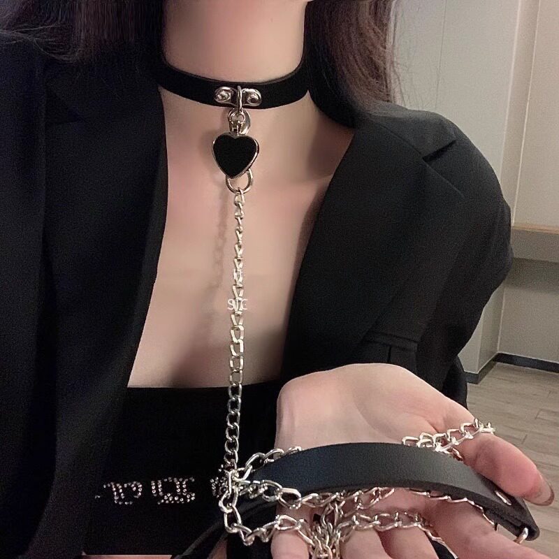 爱心牵引绳子项链颈带情调项圈女朋友m链子调教性感choker颈链