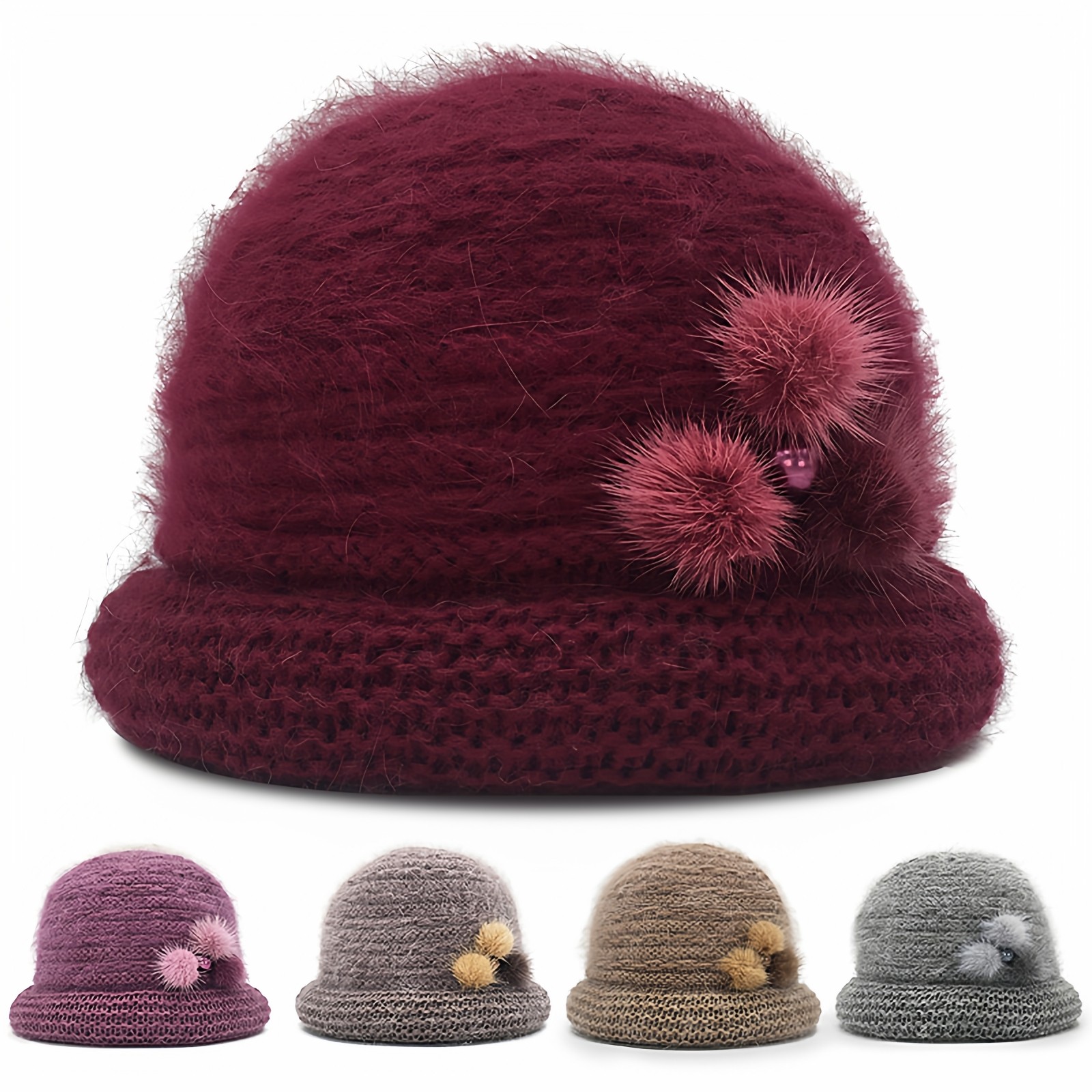 秋冬季中老年人帽子女士加绒加厚妈妈毛线帽潮冬天保暖老人帽奶奶