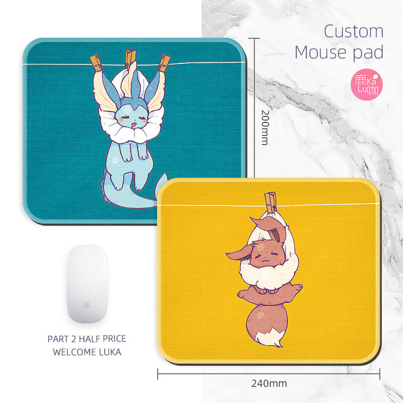 可爱伊布鼠标垫金木水火土宝可梦锁边布面卡通简约风周边动漫桌垫