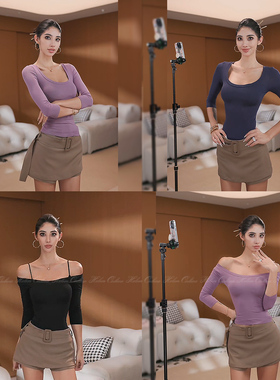 HELEN/经典基础款/兰精莫代尔U领打底衫女简约高级显瘦七分袖T恤