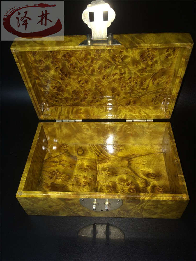 珠宝盒天然仿古风铜扣金丝楠木