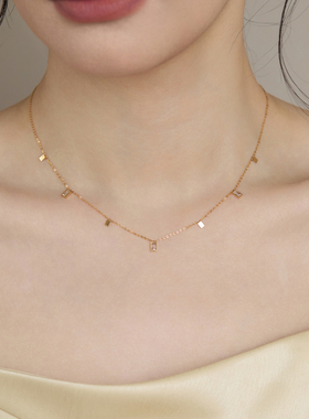 不掉色钛钢满天星露珠锁骨链