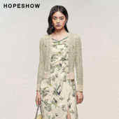 日常价 红袖 秋新款 女装 复古绞花单排扣V领针织开衫