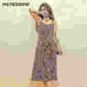 丝绒印花 收腰V领连衣裙 秋新款 女装 日常价 红袖