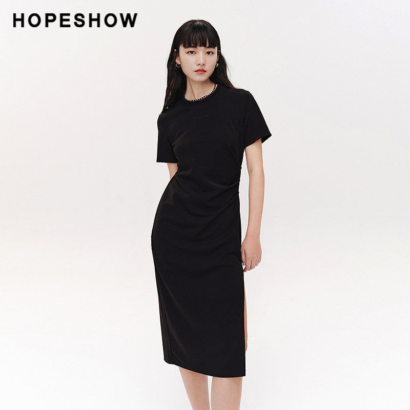 【日常价】红袖春季新款女装收腰开叉圆领套头连衣裙,女装/女士精品,连衣裙,淘宝优惠券,粉丝福利购,淘宝优惠卷