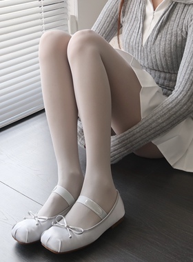 陆甜茶浅灰色丝袜女哑光烟灰美腿袜薄款60D显瘦天鹅绒春秋连裤袜