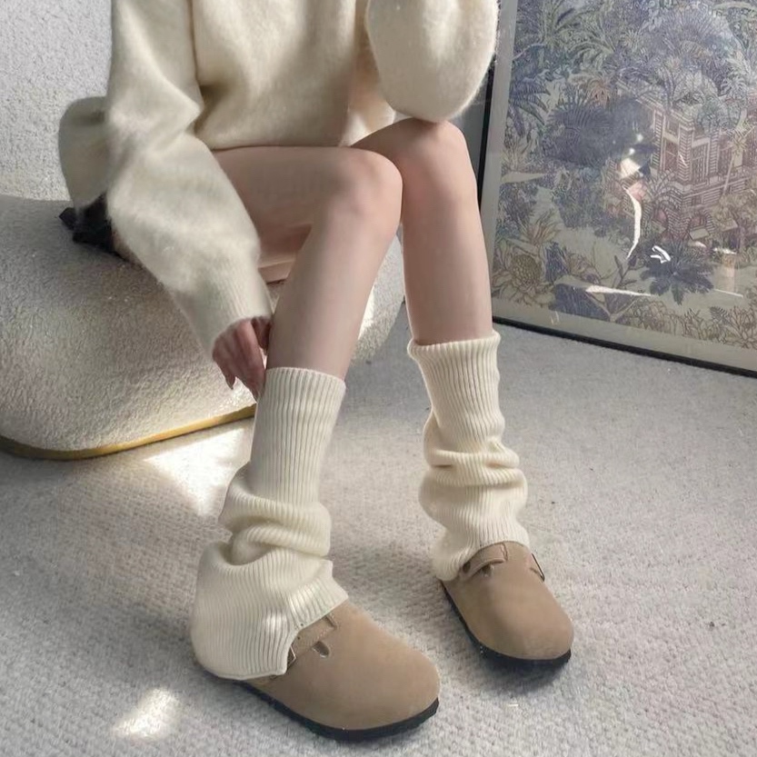 个性羊绒中筒袜纯色雪地靴堆堆袜