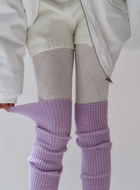 陆甜茶75cm芭蕾紫色优雅弹力保暖秋冬瑜伽过膝堆堆袜袜套腿套踩脚