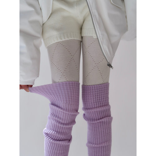 陆甜茶75cm芭蕾紫色优雅弹力保暖秋冬瑜伽过膝堆堆袜袜套腿套踩脚