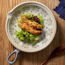 Open fire dry pot tableware plate Japanese plate ceramic baked rice handle baking plate single handle dish domestic creative net red