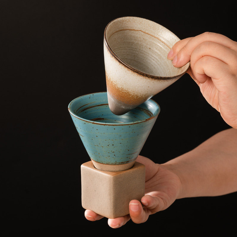 咖啡杯茶杯水杯围炉煮茶杯子粗陶瓷杯酒杯异形甜品杯复古创意个性