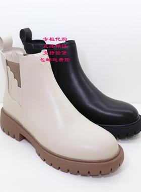 卡迪娜2024年冬靴新款ka245702牛皮圆头套脚切尔西女短靴单里女靴
