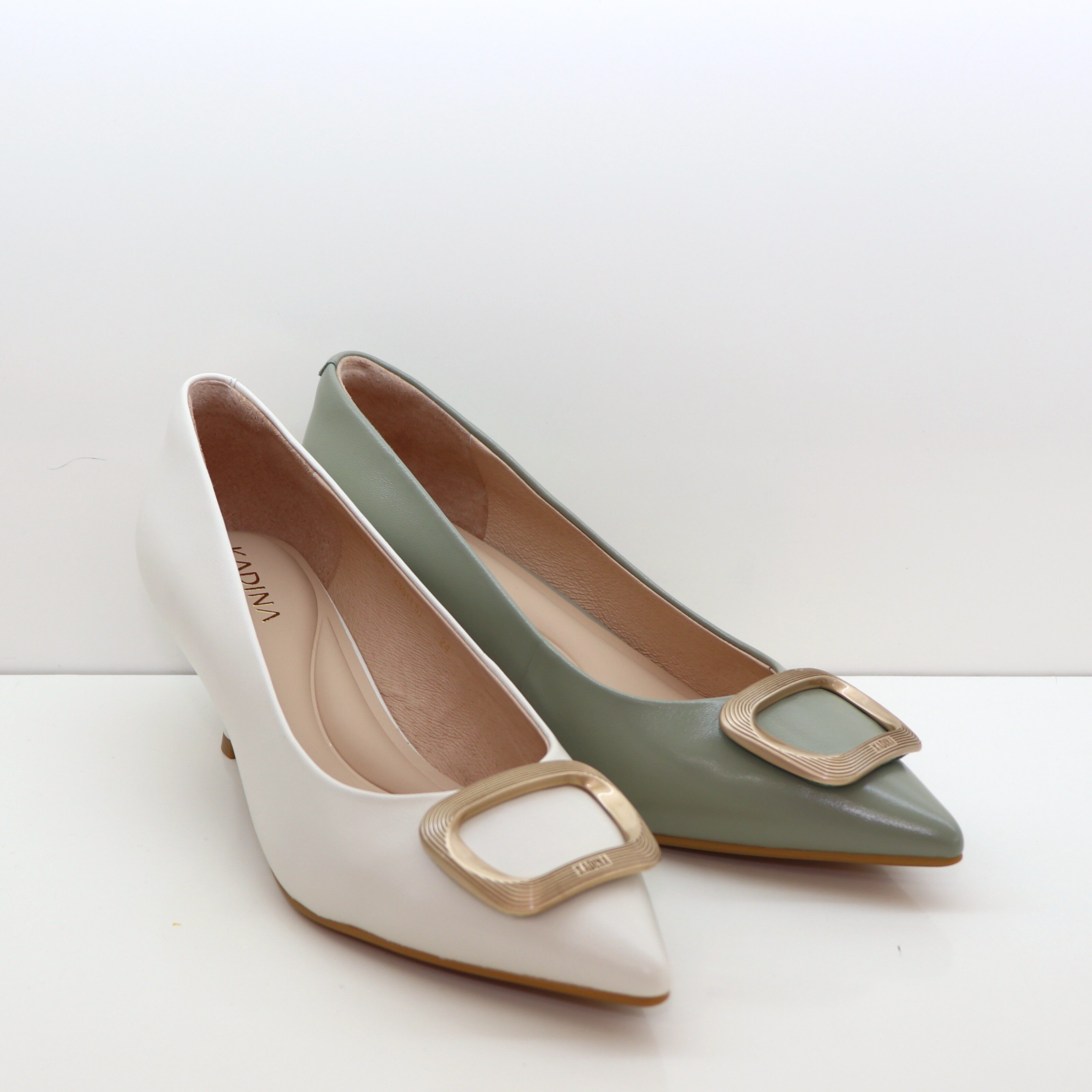 卡迪娜2024年春新款高跟鞋ks241536羊皮尖头细中跟时尚浅口女单鞋