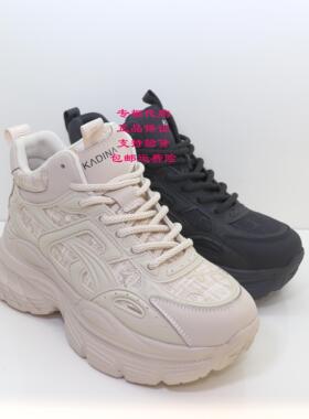 卡迪娜2024年冬新款女鞋kca241701圆头厚底系带高帮鞋运动休闲鞋