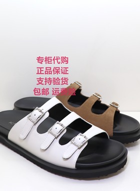 卡迪娜2025年新款KM257003牛皮舒适平底可调方扣勃肯拖女外穿凉鞋