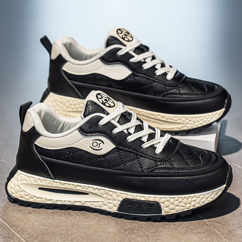 黑武士男鞋2026新款春季厚底增高老爹鞋学生皮面百搭运动休闲潮鞋,流行男鞋,单鞋,淘宝优惠券,粉丝福利购,淘宝优惠卷